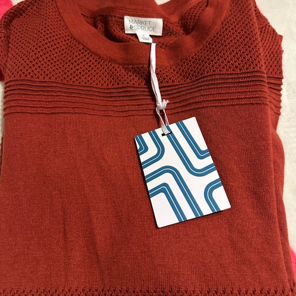 MARKET & SPRUCE Rowan Textured Cotton Blend Sweater Copper M Stitch Fix Nwt - Picture 9 of 11
